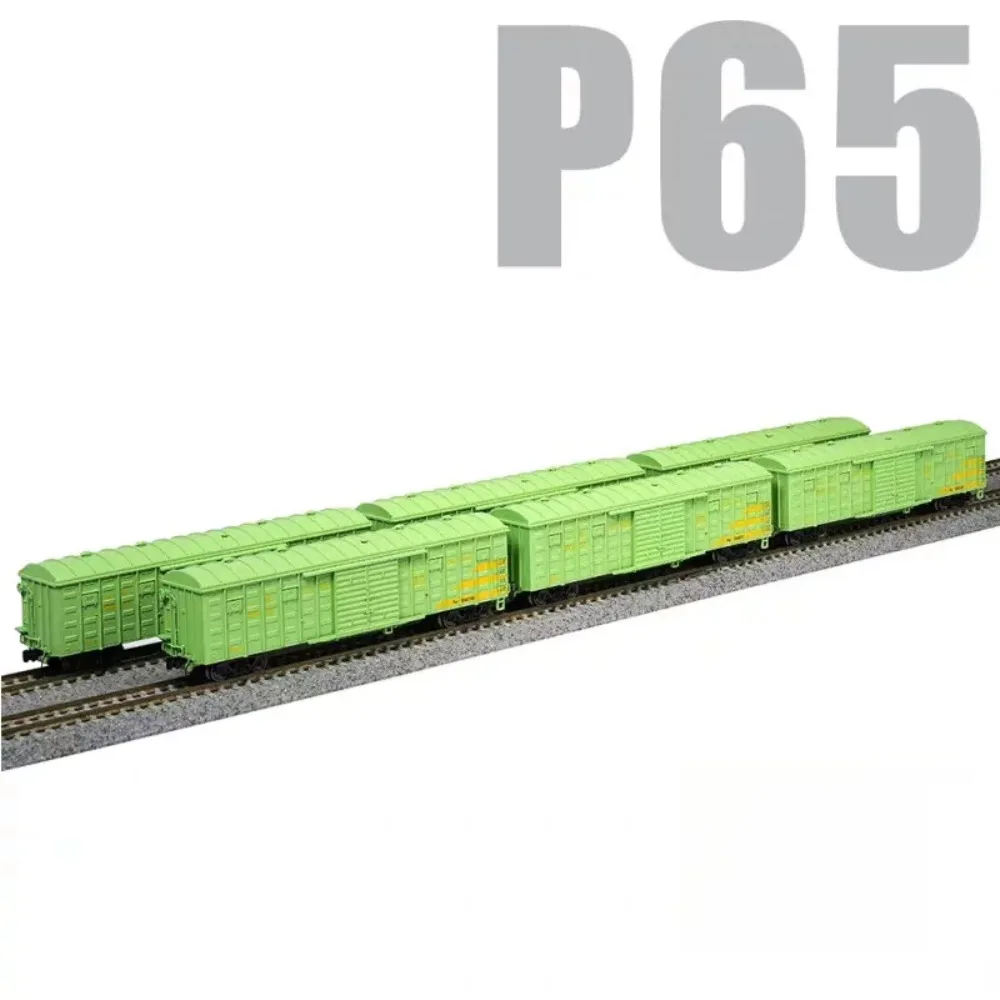 ChangMing N Scale 1/160 Model Train Set P65 Boxcars Faded Green 6 Car Set Suitable for Layout Scenery and Dioramas