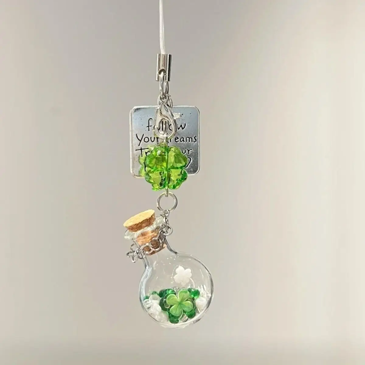 Mini Bottle Keychain Lucky Beaded Phone Strap for Bag Camera Fresh  Pendant Message in a Bottle Charm Sentimental Gift for Her