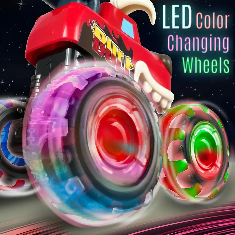 Carro de Brinquedo com Luz e Movimento - Carro de Fricção com Rodas LED Piscantes, Presente Legal para Meninos e Meninas