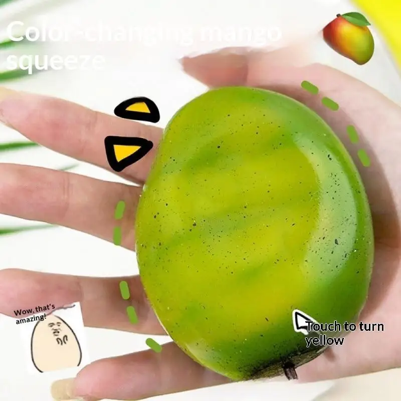 Hot Sale Color Changing Mango  Fidget Toy, Soft ASMR Sensory Squeeze Ball, Anti-Anxiety Stress Relief Fidget Toy For Kids Adults