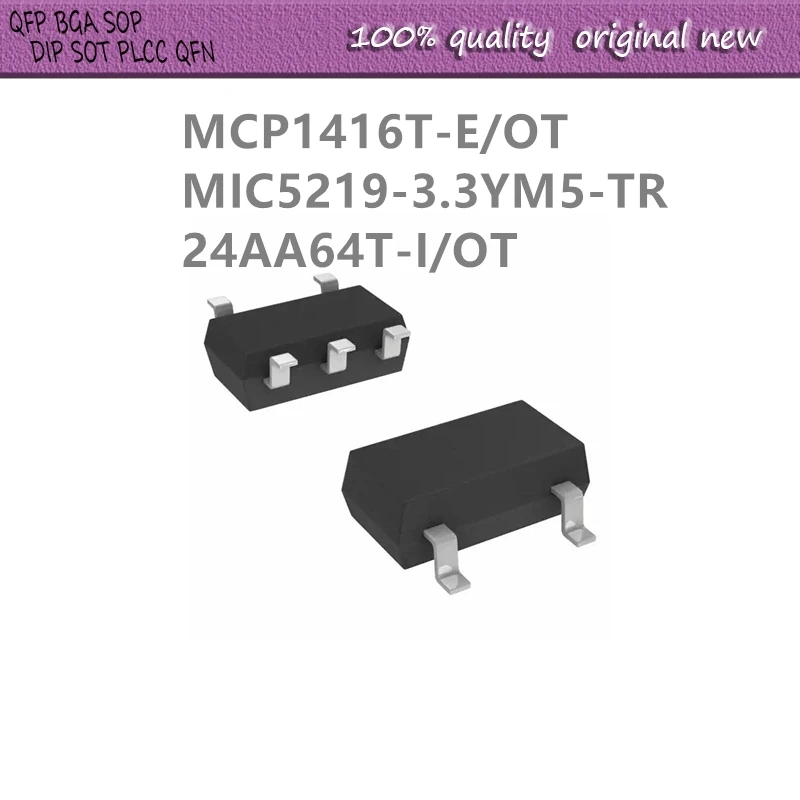 20Pcs/Lot MCP1416T-E/OT MCP1416 MIC5219-3.3YM5-TR MIC5219 24AA64T-I/OT 24AA64 SOT-23-5