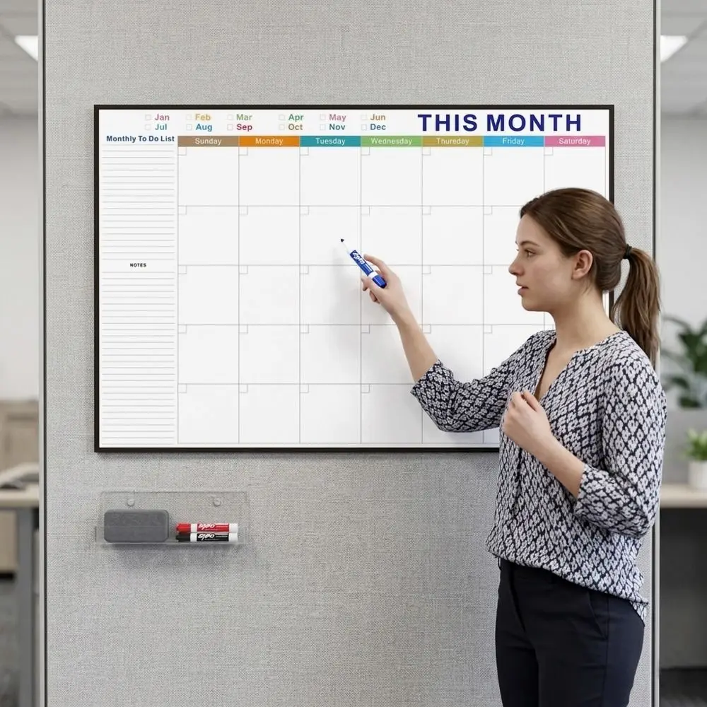 Reusable Calendar Bulletin Board Waterproof Tear Resistant Monthly Planner Board Stain Resistant Foldable Whiteboard Calendar