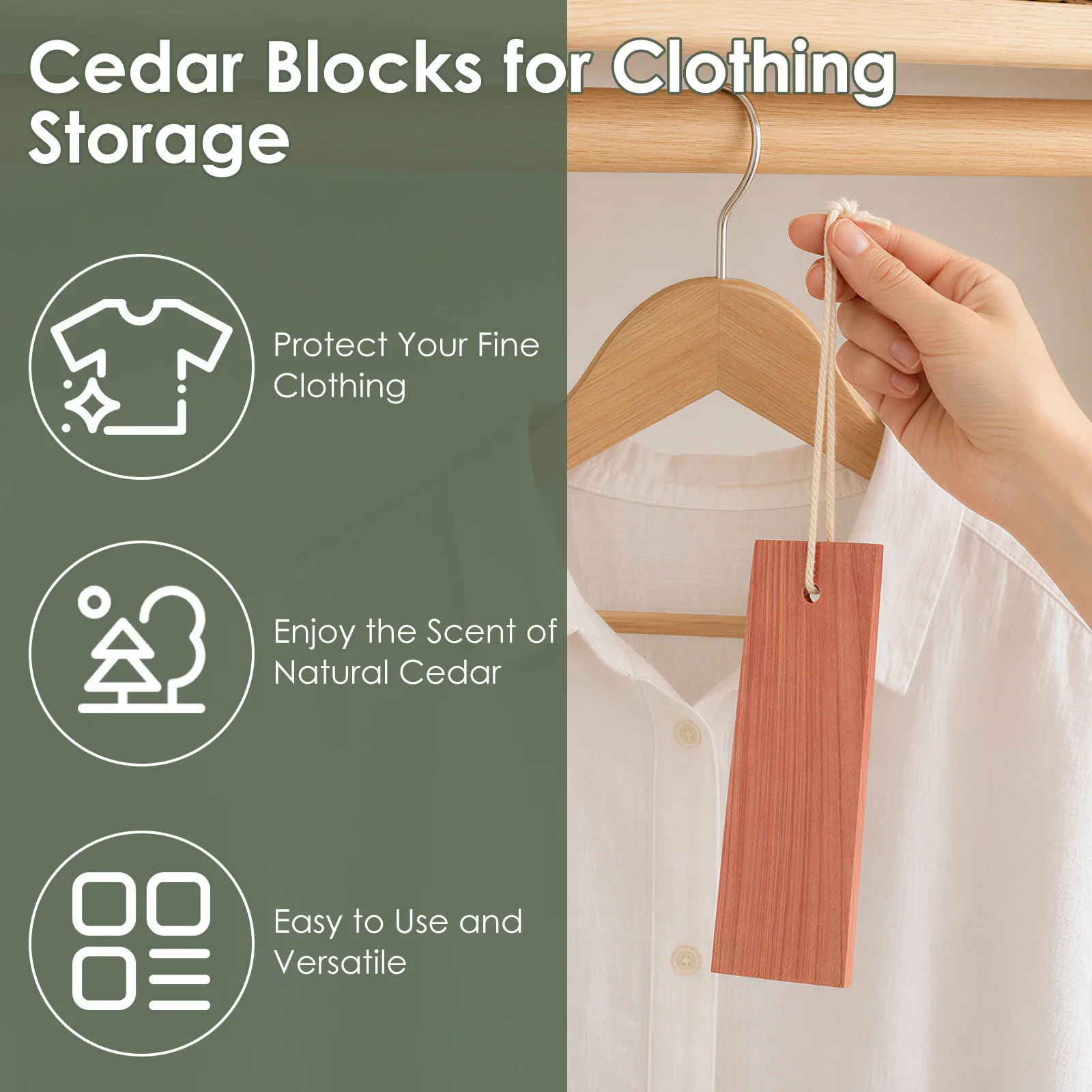 12Pcs Cedar Blocks Wardrobes Hanging Drawers Clothes Aromatic Scent Fresh Odour Deterrent Insect Cedar Wood Planks Chips