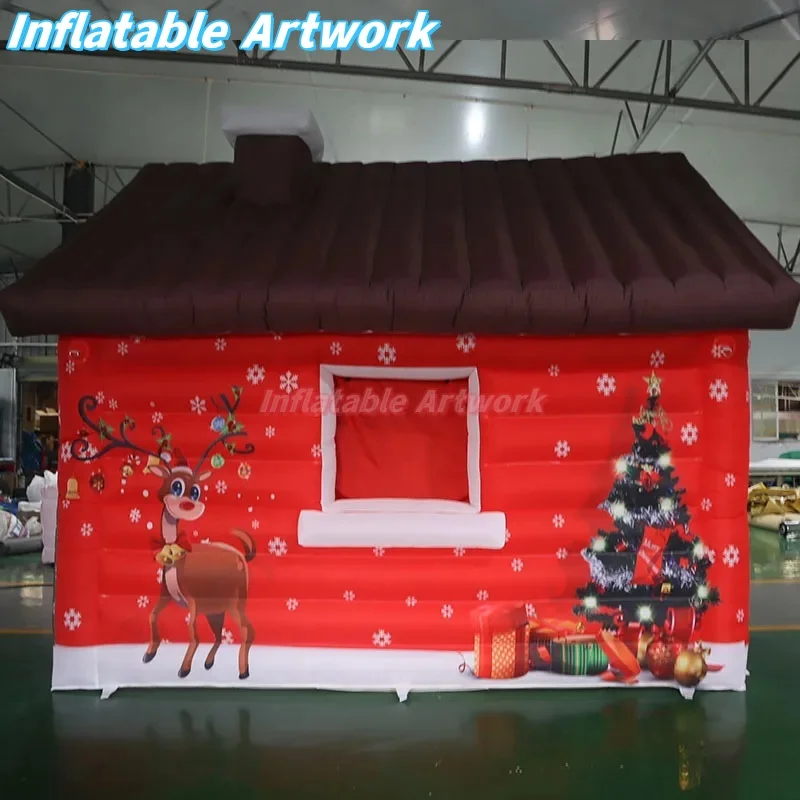 Customized Gemmy Animated Christmas Airblown Inflatable Santa's Outhouse for Air Blown Christmas Decorations Toys