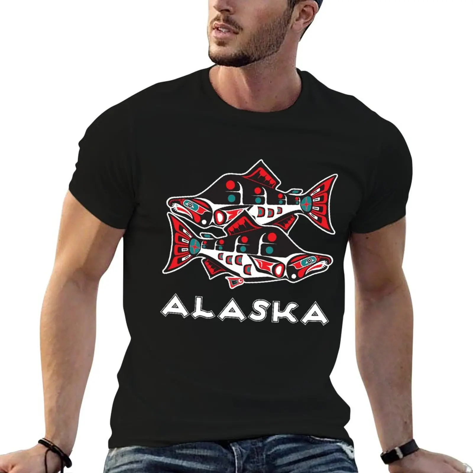 Alaska Salmon Fishing Native American Tlingit ArtLSWT T-Shirt Outdoor Working T-Shirt