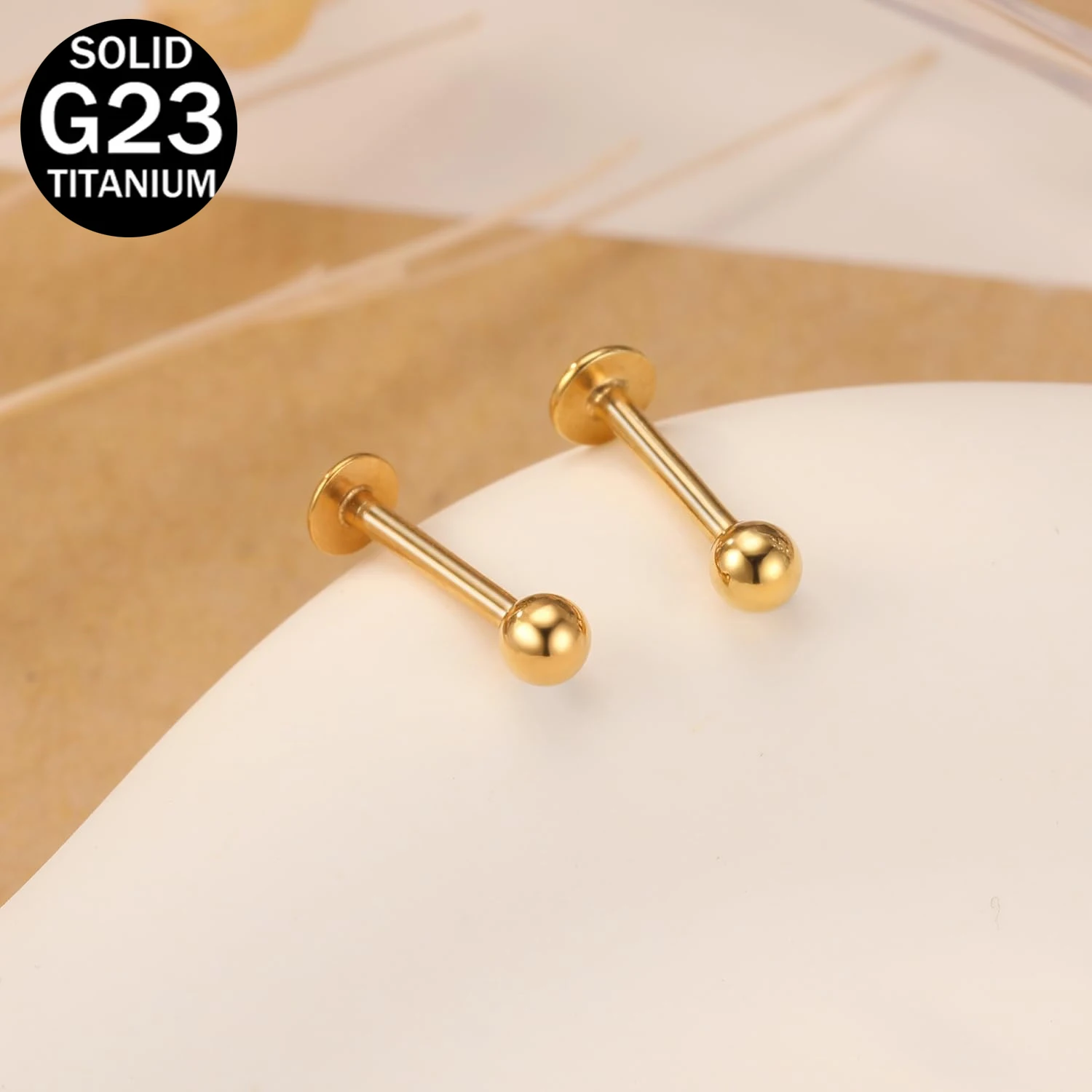 1 Pair G23 Titanium 16G/18G Internally Threaded 3mm Top Ball Labret Lip Studs Helix Cartilage Tragus Earring Piercing