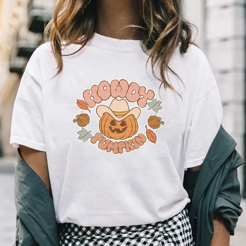 Halloween Trick or Treat Tshirt Pumpkin Coffee Latte Drink Cup Spice T-shirt  Girl Y2K Harajuku Tee Tops Female Sreewear Clothes