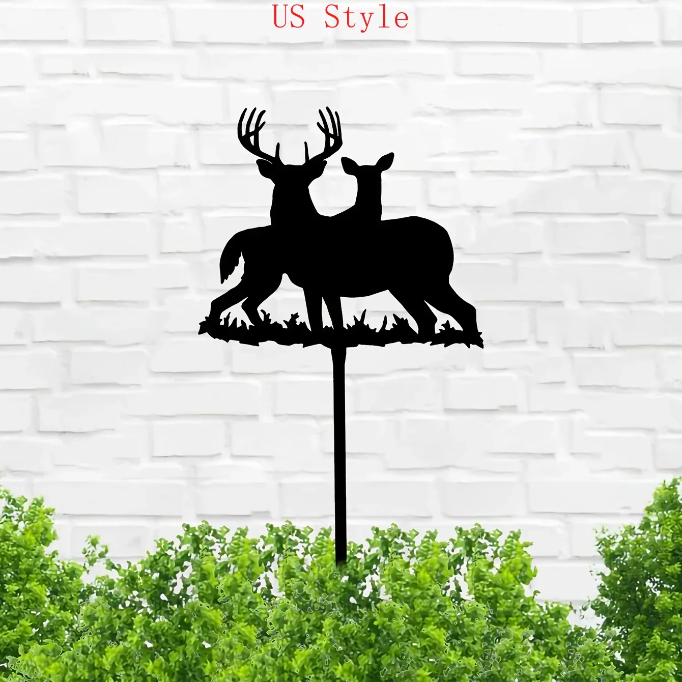 

Christmas Two Elk Garden Stake Iron Art Silhouette Courtyard Garden Decoration Art Academy Outside Farmhouse Decoration Garden