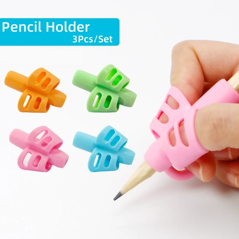 

3pcs Children Writing Pencil Pen Holder Kids Learning Practise Silicone Pen Aid Grip Posture Correction Device for Students