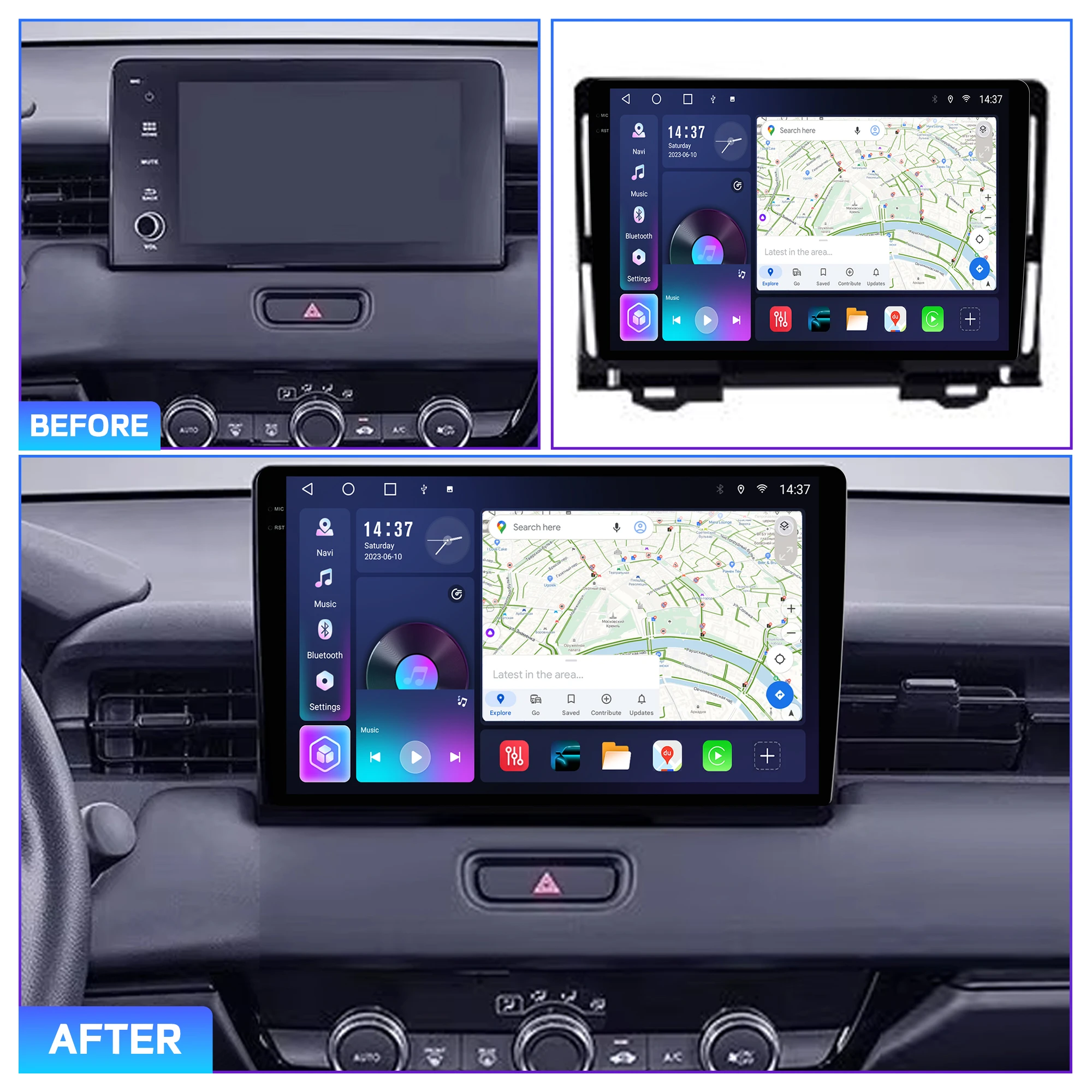 Penhui Android Car DVD Player 2 Din for Honda Vezel 2 HR-V RV RZ 2021-2024 Multimedia Screen with DSP, Bluetooth, Audio CarPlay