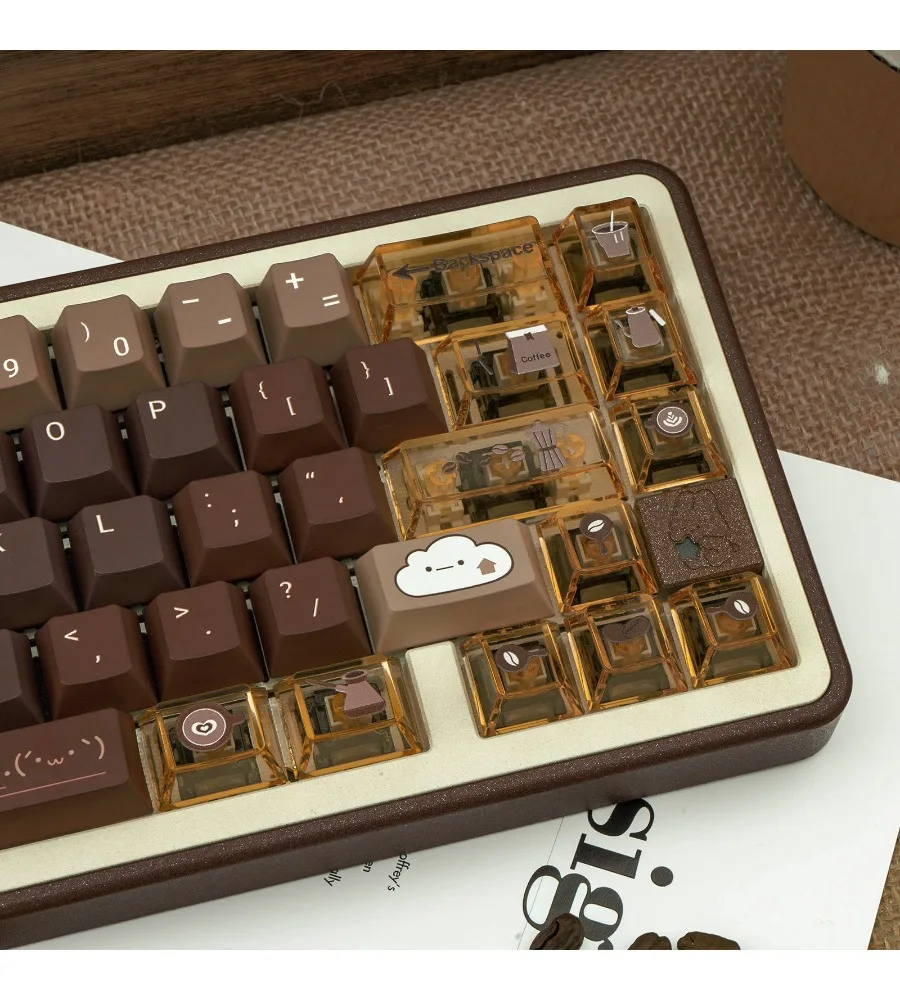 Sublimation + transparent PC custom mechanical keyboard keycaps coffee keycaps FOA original PBT five-sided panels