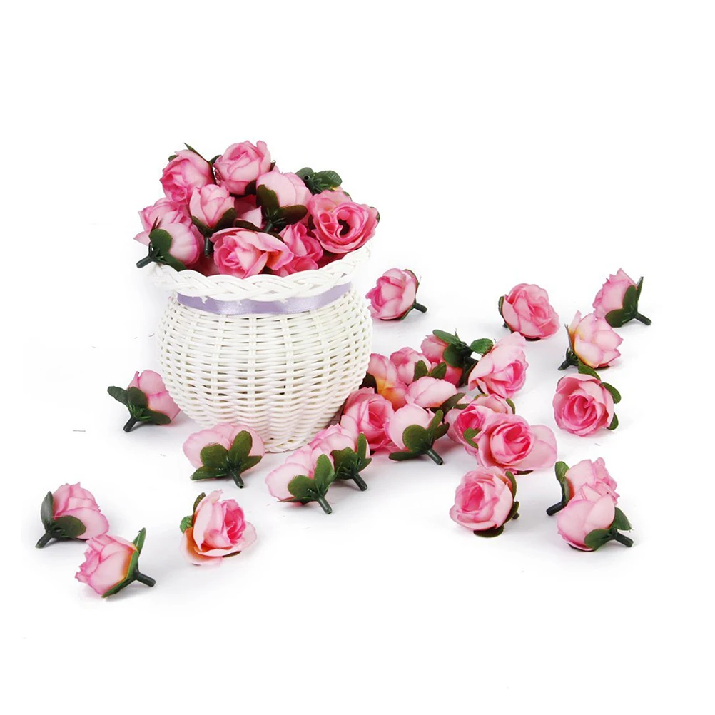 

60 Pcs Artificial Simulation Rose Head Bride Bouquet Pink Bridal Shower Decorations