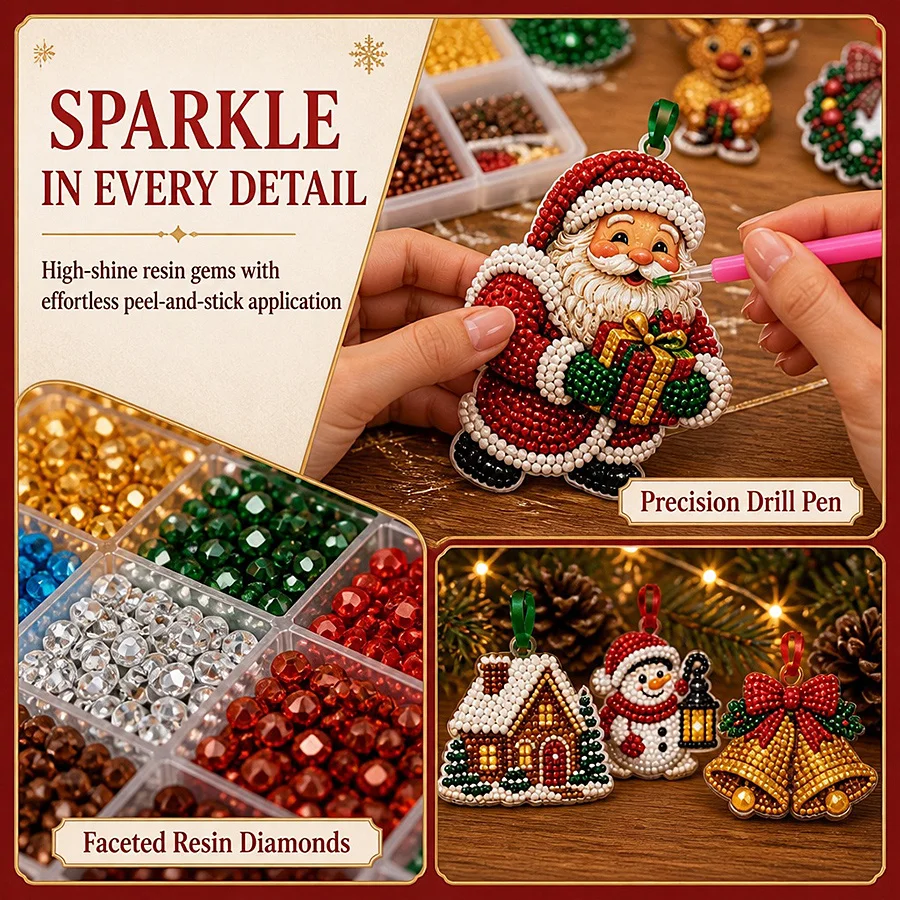 Art Craft Kit - ชุดอุปกรณ์เพชรประดับ DIY คริสต์มาส 24 ชิ้น/เซ็ต งานฝีมือศิลปะสำหรับผู้เริ่มต้น