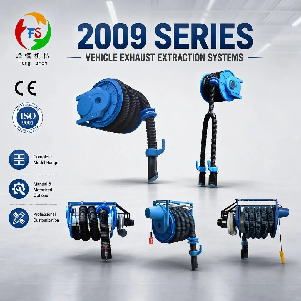 High Efficiency Double Row Exhaust Fan Vehicle Exhaust Gas Extraction System Garage Equipment CE ISO Certified