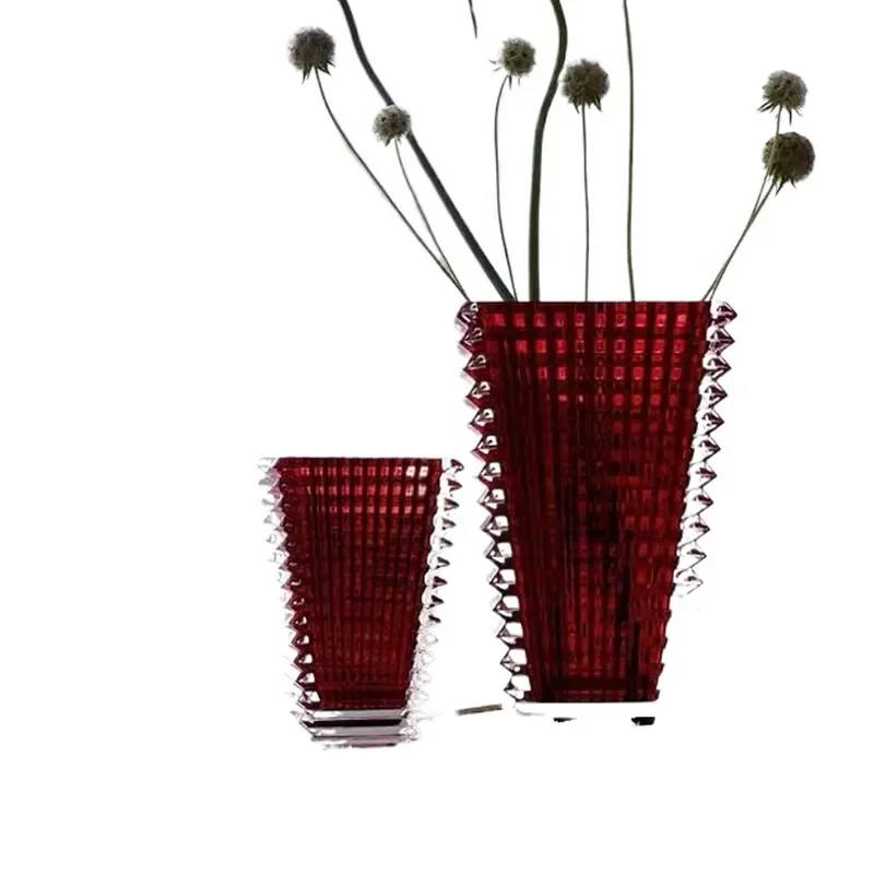 Luxury Tall Cone Glass Crystal Vase for Wedding Centerpiece Home Decor Colored Flower Arrangement Display Stand Elegant
