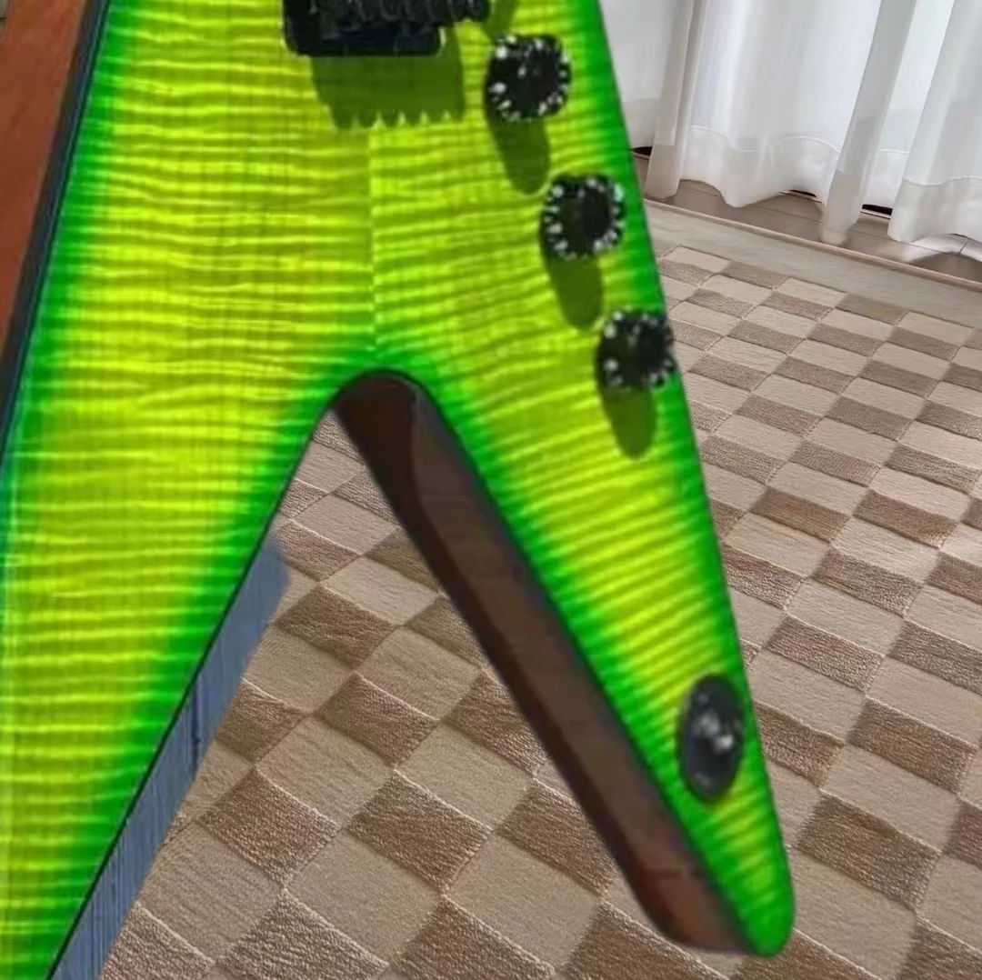 High Quality Electric Guitar, DimeBag Darrell Signature,Floyd Ross Tremolo Bridge, Green Flame Maple Top, Black hardware