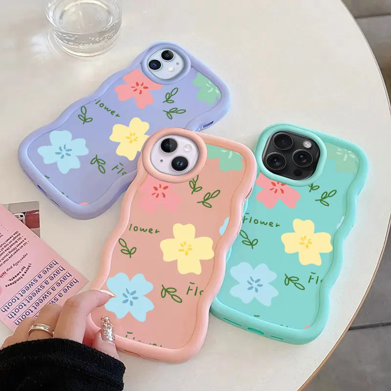 Colourful Flower Macalong Phone Case for iPhone XR 11 12 13 14 15 16 PRO MAX PLUS Soft Coque Wavy edged Shockproof Cover 