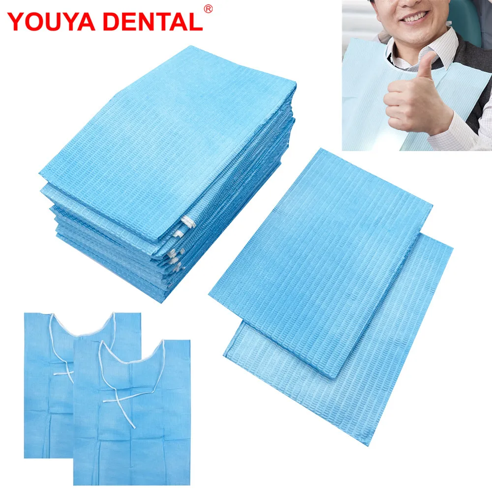 125pcs Disposable Dental Bibs Eyelash Clean Pad Mat Dentist Scarfs Tattoo Cleaning Wipes Napkins Waterproof Medical Paper Cloths