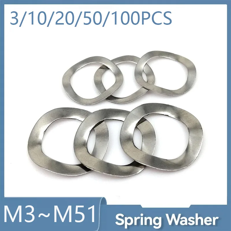 M3~M51 304 Stianless Steel  Steel Wave Washer Three Wave Crest Type Gasket Spring Washers Bearing