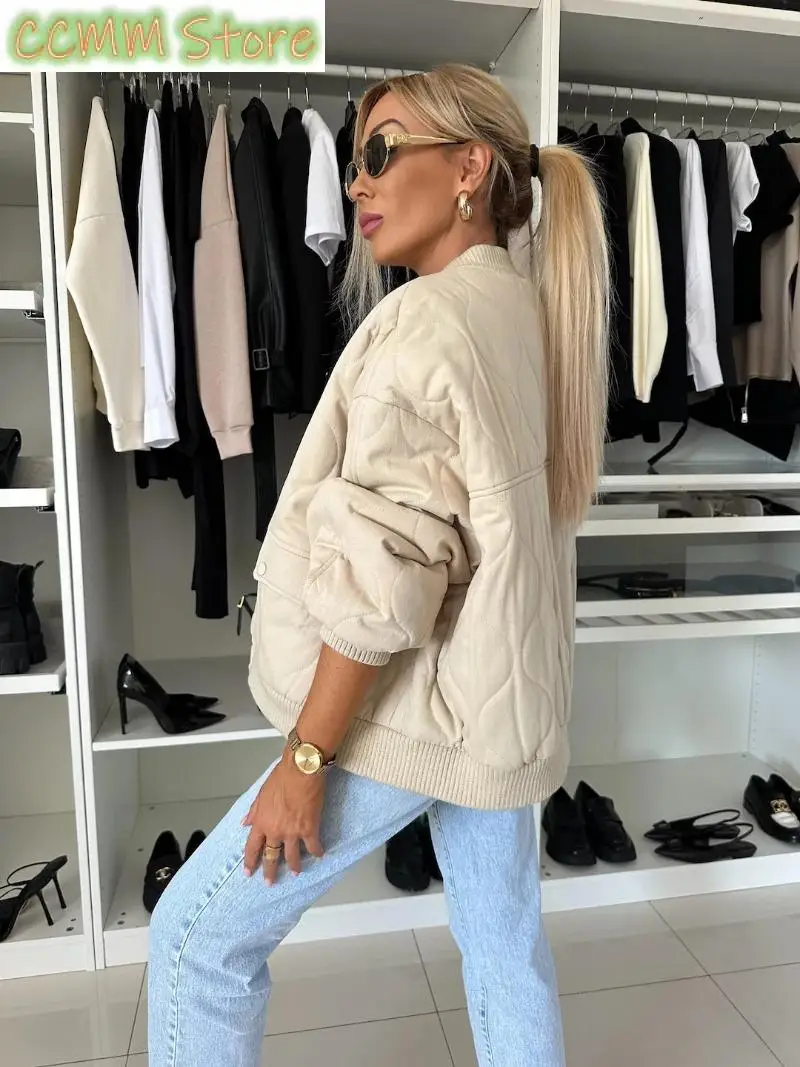 Winter Uniform Single Breasted Cropped Splice Jackets Autumn Women Long Sleeve Outwear Ladies New Fashion Thickness Padded Coats