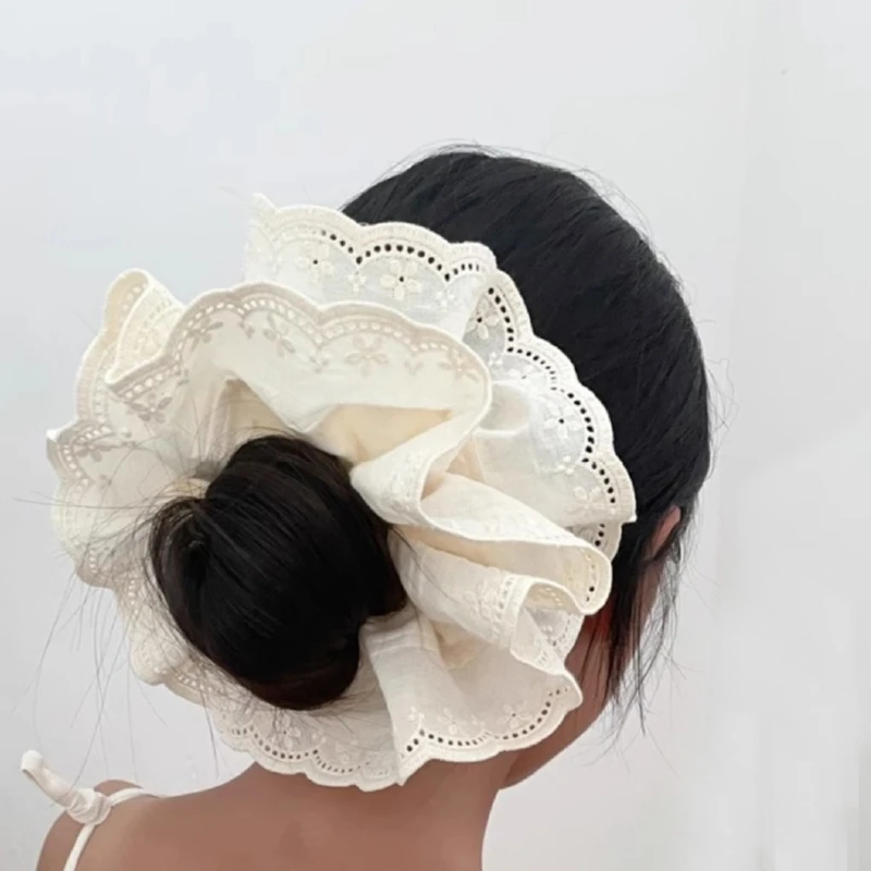 

Elegant Lace Trim Hair Scrunchies Elastic Hair Rope Soft Hair Rope Casual Spring Elastic Hair Tie for Girl Braids Holder