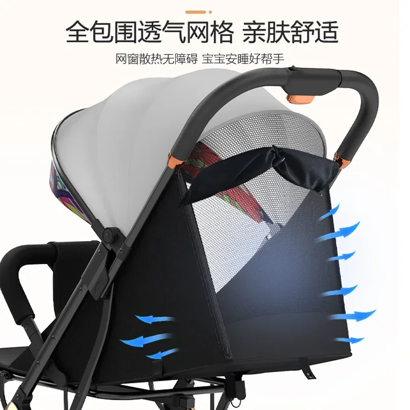 Super Light Stroller Can Sit, Lie, Foldable Baby Stroller, Child Stroller, Four Wheels Can Be Recovered with One Click