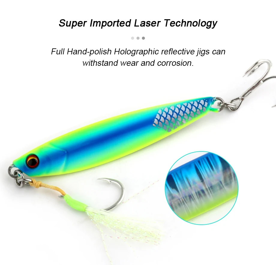 FJORD Flache, langsam leuchtende Metall-Jig-Blei-Angelköder, Salzwasser, 20 g, 30 g, 40 g, 60 g, Shore Casting, künstliche Köderhaken, Angelgerät – Detail 4