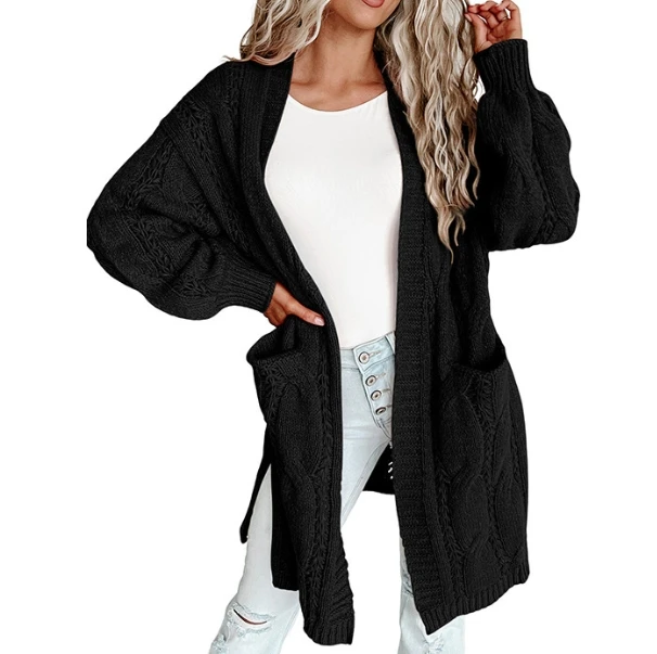 Autumn Fashion Sweater Coat Simple Personalized Commuting Solid Color Coat Street Casual Style Mid Length Cardigan for Women