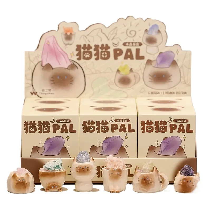 Mini Original Pal Cat Crystal Blind Box Stone Cartoon Figure Cute Office Desktop Car Decor Good Luck Gift For Cat Lovers Toys - view 3