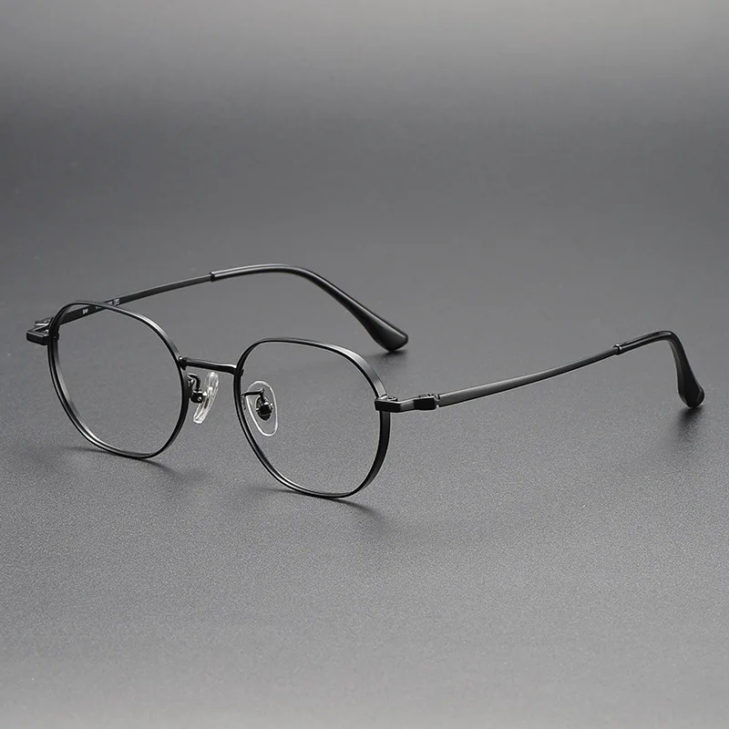 48 مللي متر جديد خفيف للغاية إطار من التيتانيوم متعدد الأضلاع مخصص عالي قصر النظر نظارات إطار مكافحة الضوء الأزرق نظارات للقراءة #6