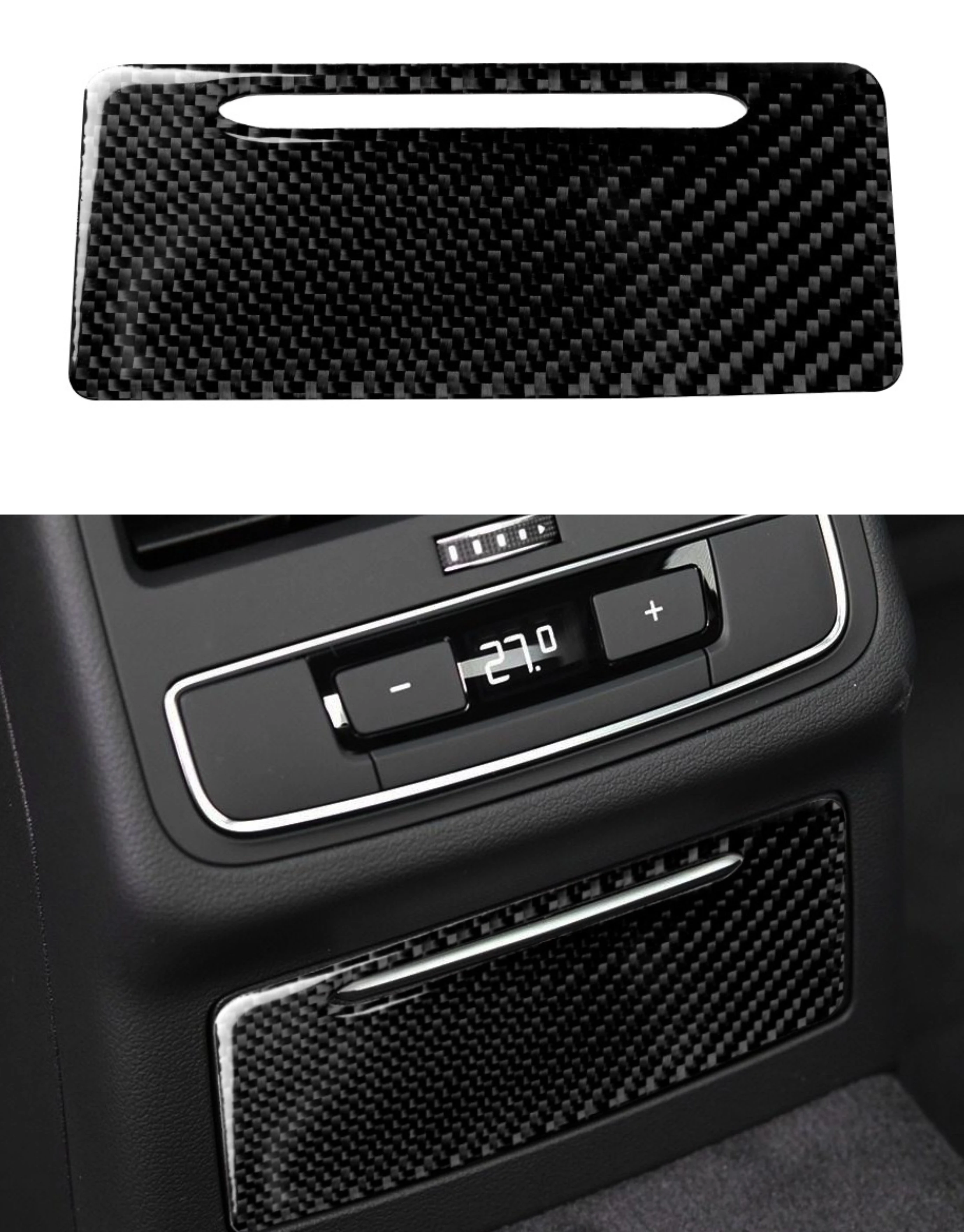 

For Audi A4 B9 Car Rear Cigarette Lighter Panel Decorative Carbon Fiber Epoxy Cover Sticker Auto Interior Accessories 2017-19