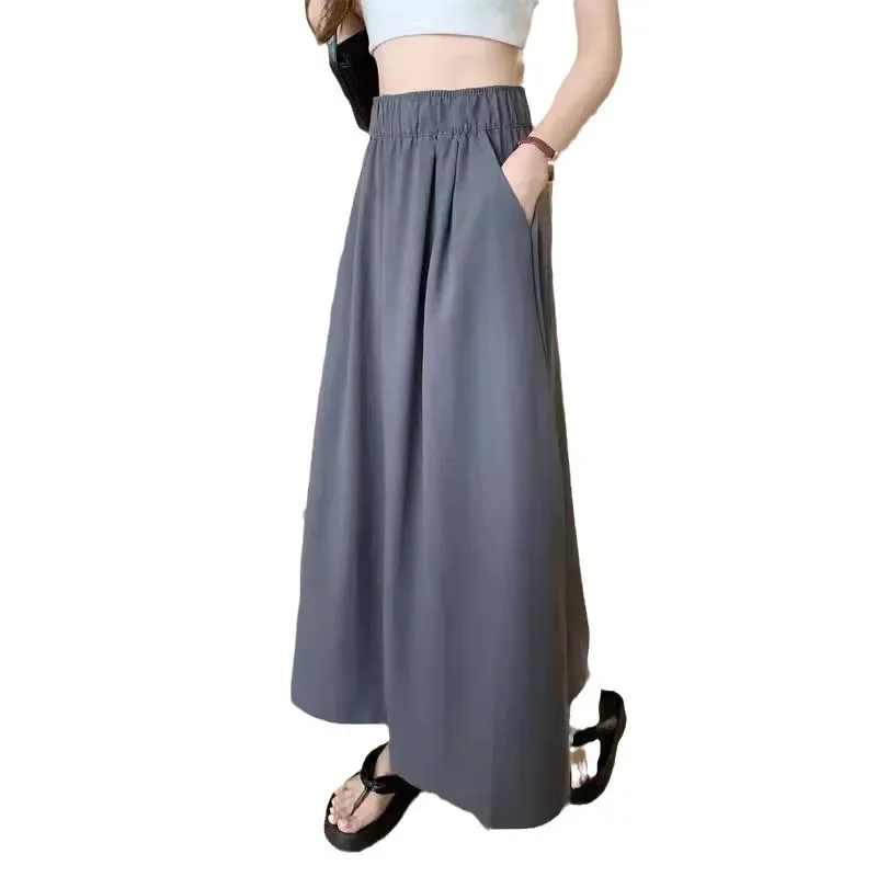 

Women's Colorful Leisure Long Skirts Retro Comfortable Elastic Dress, Female Concise Versatile Vacation Skirt, Summer, New, 2024