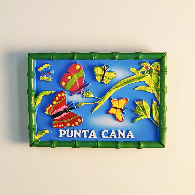 Dominican，Punta Cana ，butterfly，3D Stereoscopic，Tourism souvenirs，Resin painting，Decoration home，Refrigerator magnets