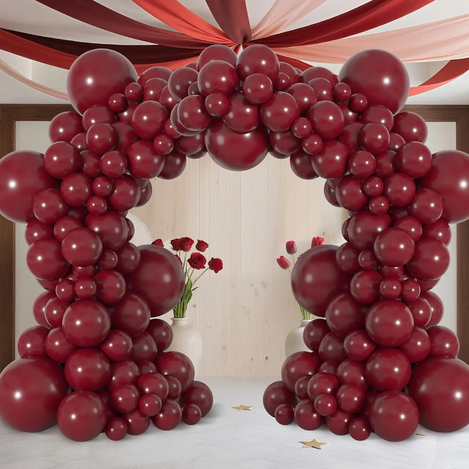 100 Uds Globos Borgoña 18/12/10/5 pulgadas Globos de látex rojo vino de diferentes tamaños para cumpleaños boda fiesta decoración de Año Nuevo Globos