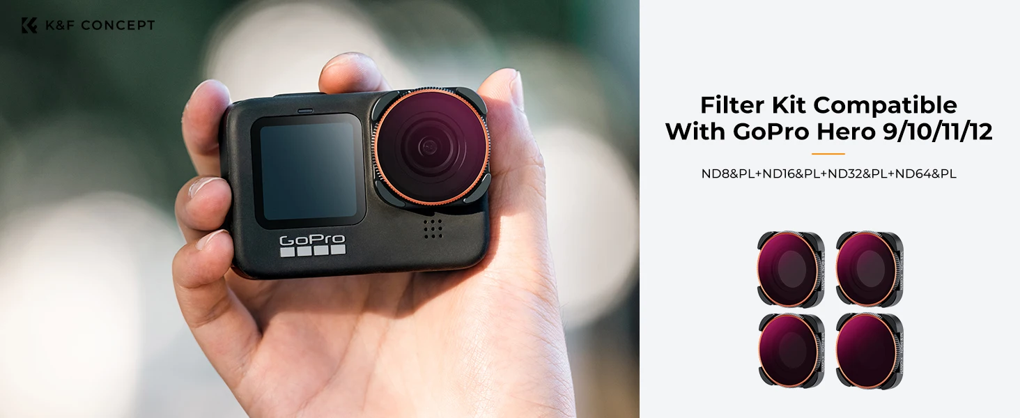 K&F CONCEPT CPL ND Filterset für GoPro Hero 10 11 12 13 Schwarz variabel ND8 ND16 ND32 ND64 ND1000 ND2-32 ND32-512 Action-Kamera – Detail 35