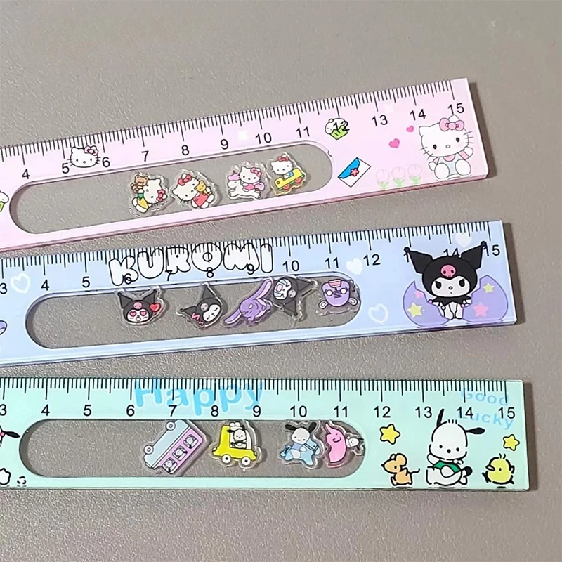 Sanrio Hello Kitty Kuromi Pochacco Cute Exquisite Cartoon Shaker Ruler Creative Anime Character Acrylic Ruler