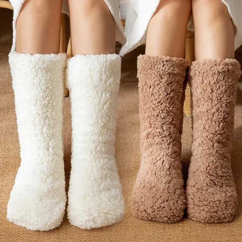 Thickened Winter Women Thermal Cashmere Socks Floor Socks Women's Carpet Home Plus Socks Velvet Sleep Socks Slippers Leg Cover
