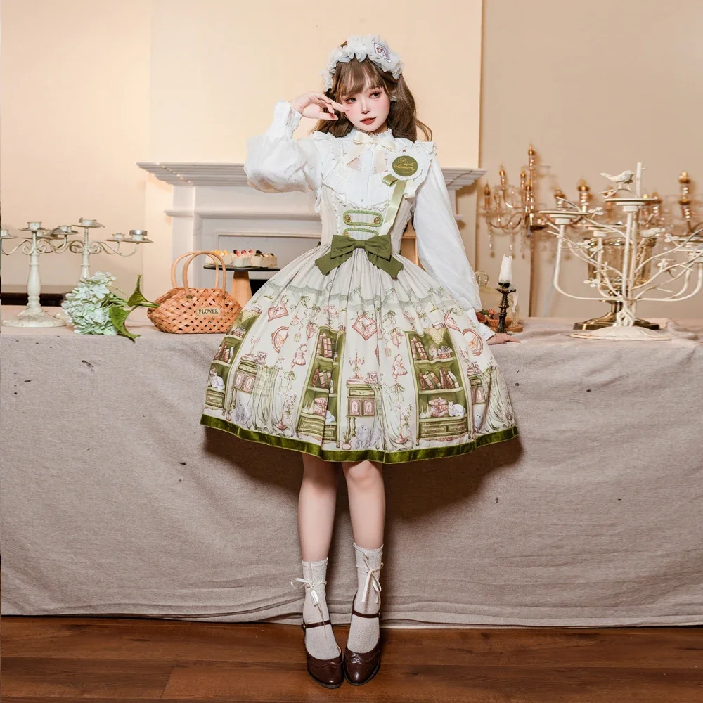 Coalfell Oil Painting Style Retro Chest Support Jsk Original Japanese Style Fresh College Style Lolita Dress