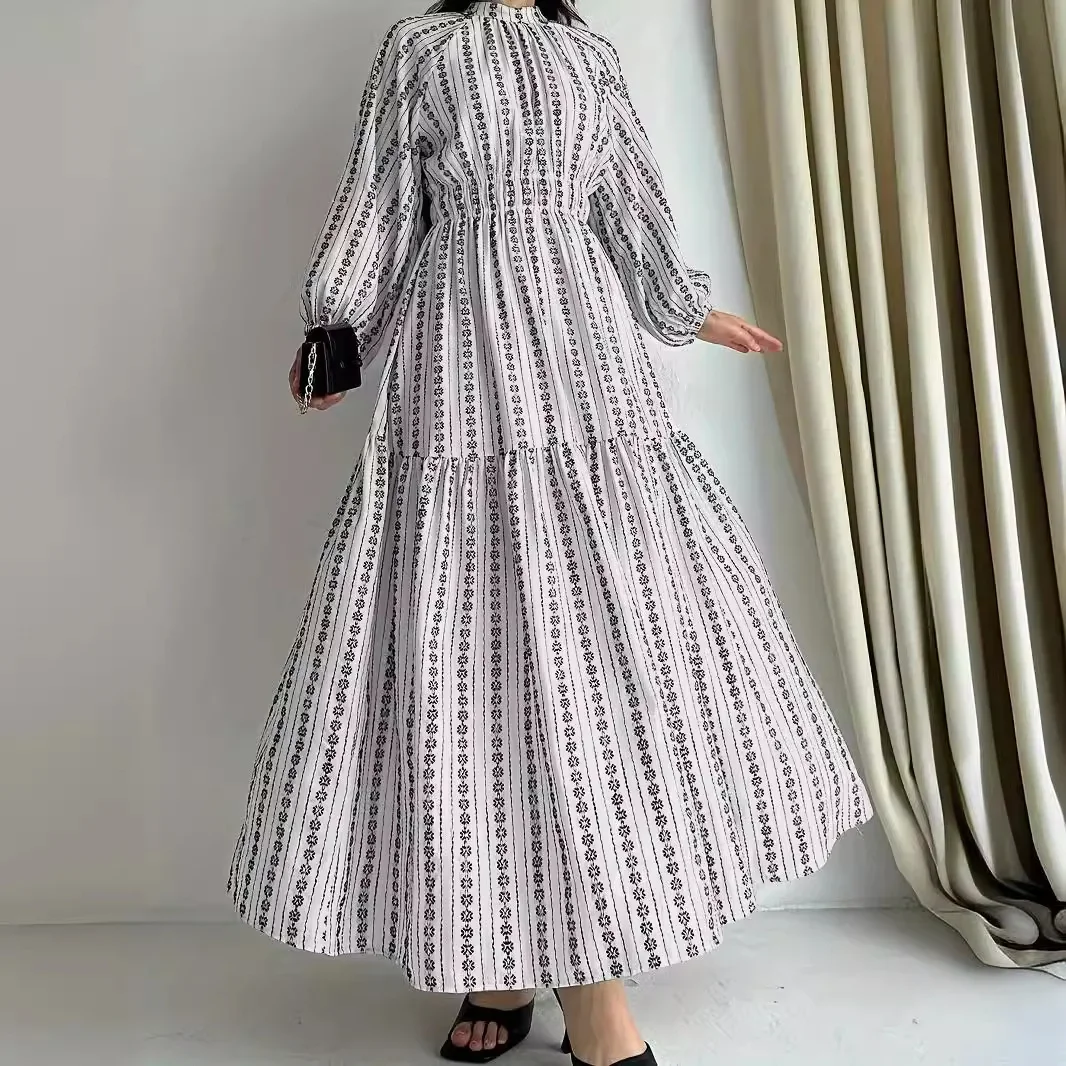 Eid Muslim Women Print Dresses Kaftan Ramadan Abaya Morocco Dubai Jalabiya Abayas Islam Modest Vestidos Saudi Arabic Long Robe