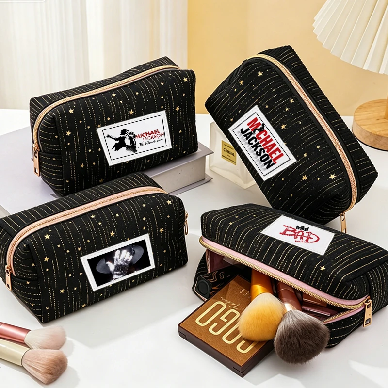 Pop Michael Jackson Women Cosmetic Bag kawaii Makeup Bag Toiletry Bag Female Storage Cases Ladies Makeup Pouch Purse Wallet Gift