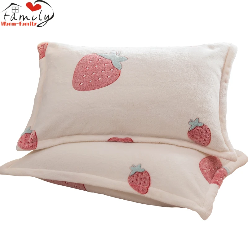 1/2pcs Cartoon Printed Plush Pillowcase 48*74cm Rectangle Sleeping Pillow Case Winter Warm Soft Flannel Pillow Covers Home Decor
