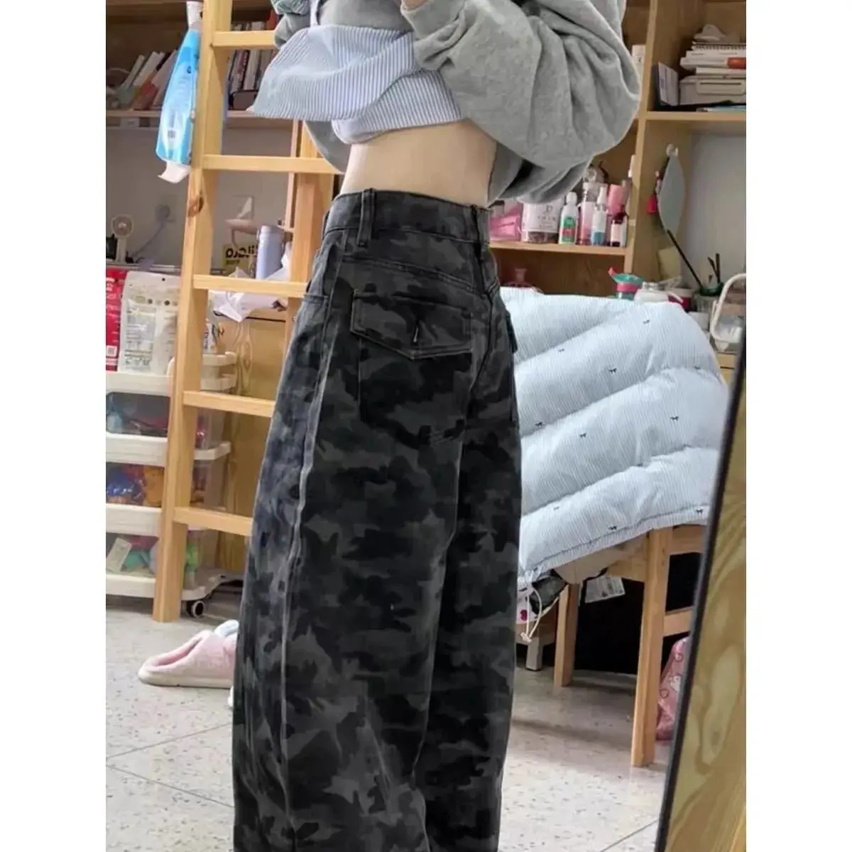 

Low Waist Jeans Y2K Women Studded Rivet Chain Bead Tassels Sequin Pearl Female Denim Fashion Gothic Punk Emo Goth Alternative