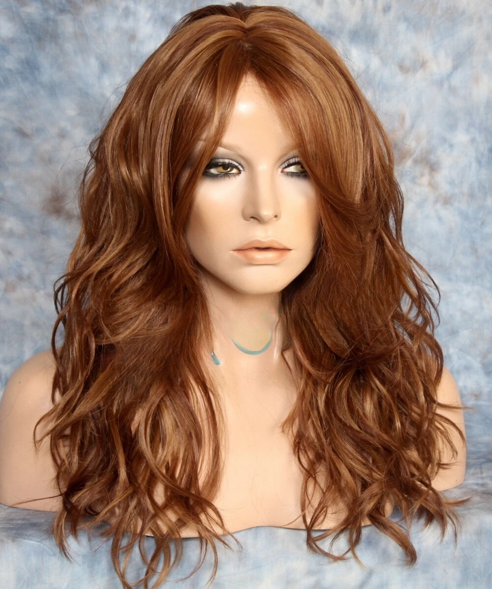 

hair Blend Wavy Long HEAT OK WIG Bangs auburn mix WBSY 30/27