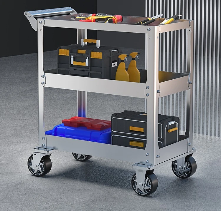 Stainless steel tool cart trolley mobile workshop auto repair tool rack