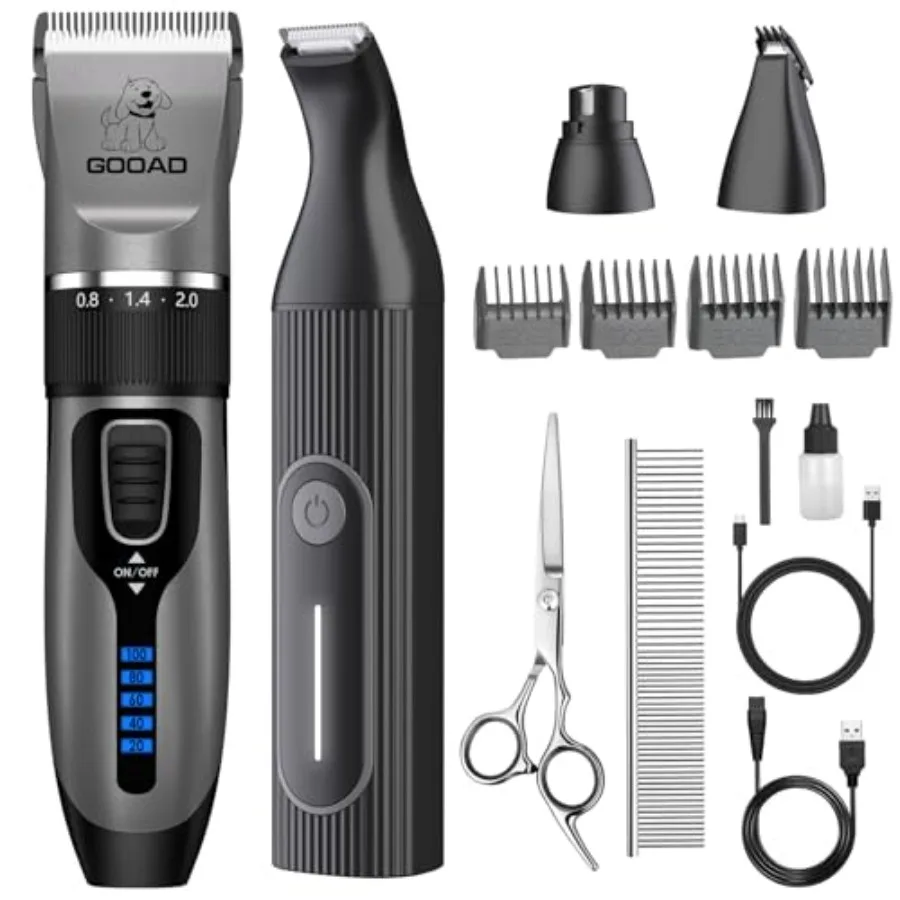 

Dog Clippers Grooming Kit 4 in 1 Rechargeable Cordless Quiet Pet Shaver for Thick Hair Coats Small Large Dogs Cats Low Noise Pa
