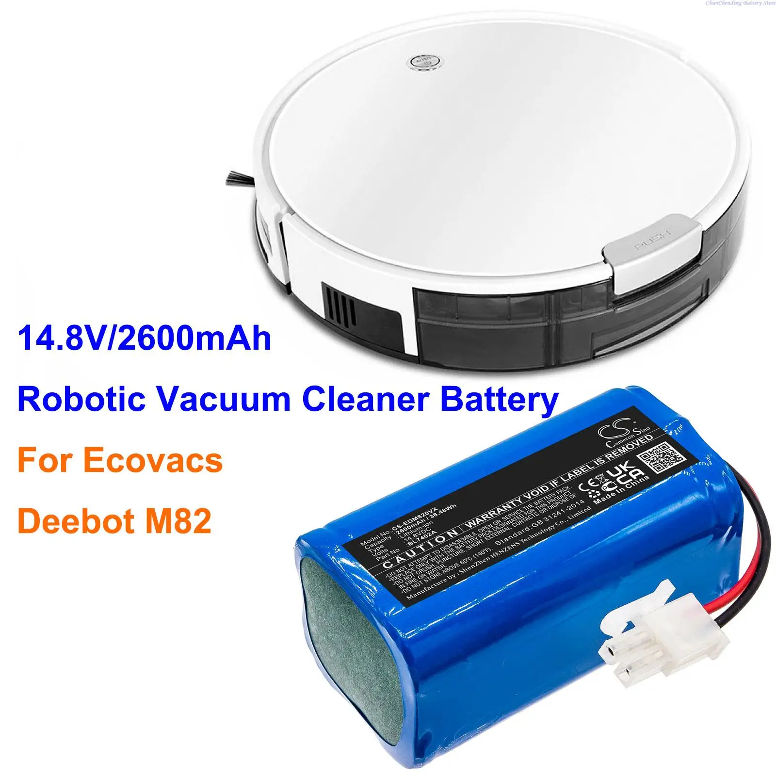 

2600mAh Vacuum Cleaner Battery UR18650ZT-4S1P-AAF, BL7402A for Ecova Deebot M82