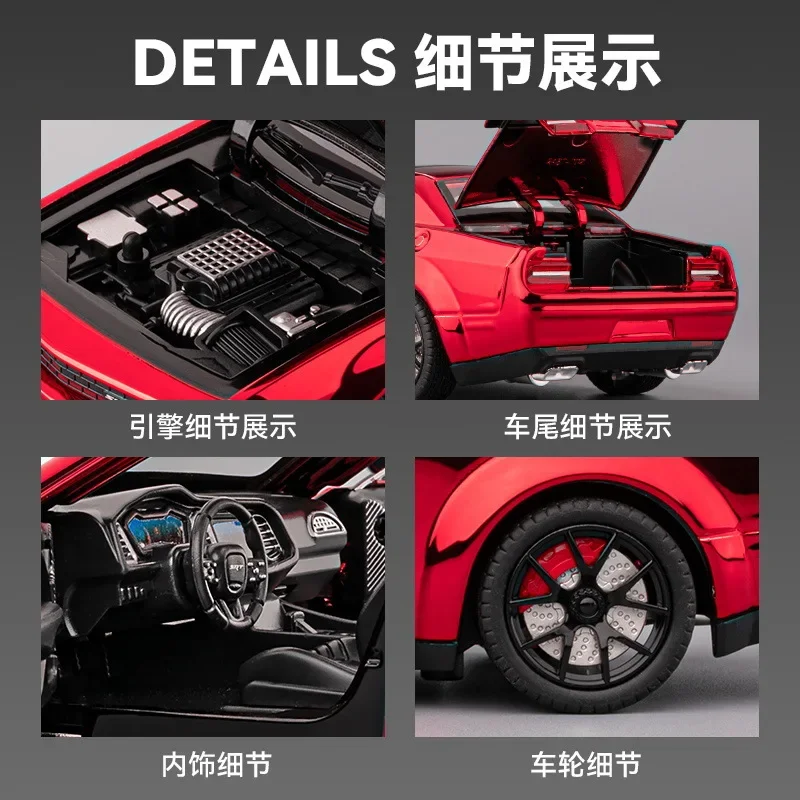1:24 Challenger SRT Hellcat Sportwagen Automodell Diecast Metalllegierung Modellauto Sound Light Pull Back Collection Kinderspielzeug Geschenke