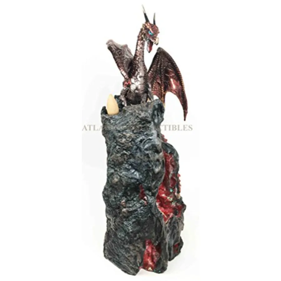 Ebros Red Ember Sapphire Quartz Dragon On Gemstone Geode Cave Mountain Statue 13