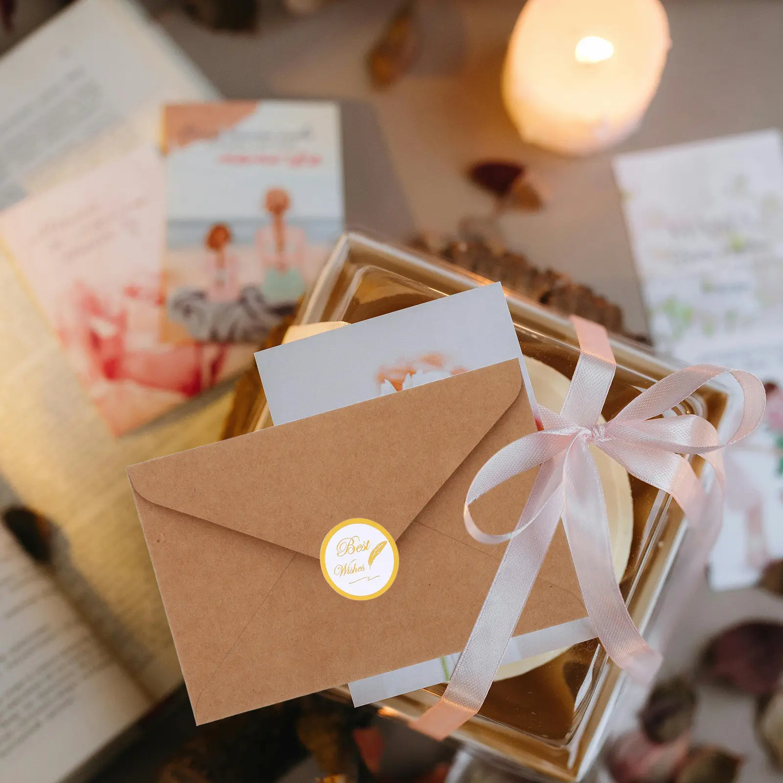 

12Sets Vintage Paper Envelope Set Kraft Letter Stationery with Retro Patterns for Love Letters Party Invitations Journaling