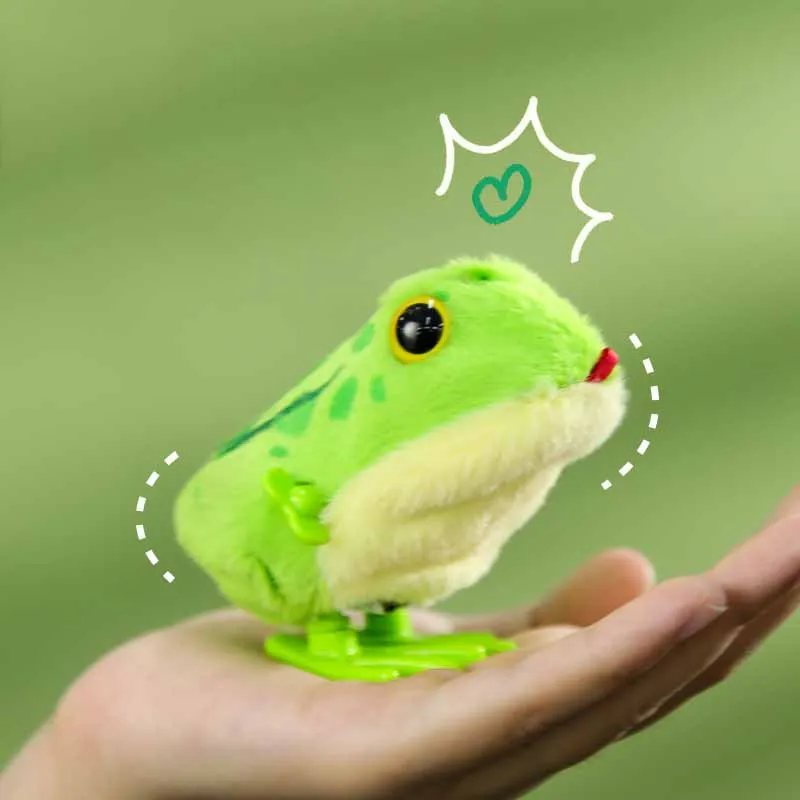 Cartoon Cute Simulation Jumping Frog Clockwork Toy Simulation Plush Jumping Frog Children Interactive Toys Birthday Gifts